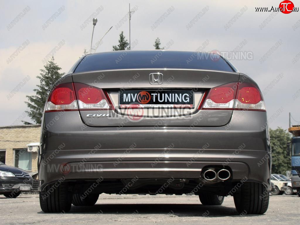 5 599 р. Накладка заднего бампера Mugen  Honda Civic  FD (2005-2011) седан дорестайлинг, седан рестайлинг (Неокрашенная)  с доставкой в г. Майкоп