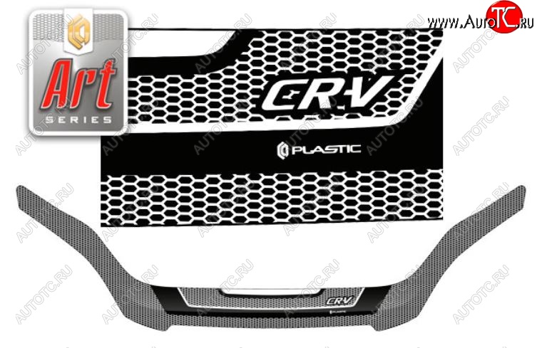 2 399 р. Дефлектор капота CA-Plastiс  Honda CR-V  RE1,RE2,RE3,RE4,RE5,RE7 (2007-2010) дорестайлинг (Серия Art графит)  с доставкой в г. Майкоп