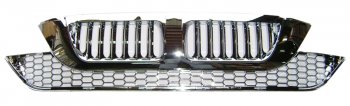 23 449 р. Решётка радиатора SAT (комлект верх + низ) Honda CR-V RE1,RE2,RE3,RE4,RE5,RE7 дорестайлинг (2007-2010) (Хром)  с доставкой в г. Майкоп. Увеличить фотографию 2