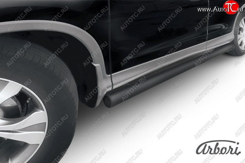 1 709 р. Защита штатных порогов Arbori (с проступью, черная, d76 mm). Honda CR-V RM1,RM3,RM4 дорестайлинг (2012-2015)  с доставкой в г. Майкоп