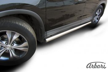 12 869 р. Защита штатных порогов Arbori (нержавейка, d76 mm). Honda CR-V RM1,RM3,RM4 дорестайлинг (2012-2015)  с доставкой в г. Майкоп. Увеличить фотографию 2