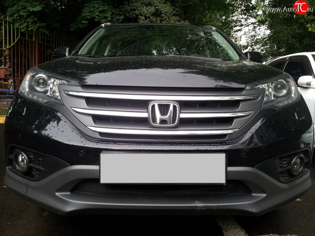 1 469 р. Сетка на бампер (2.0) Russtal (черная) Honda CR-V RM1,RM3,RM4 дорестайлинг (2012-2015)  с доставкой в г. Майкоп