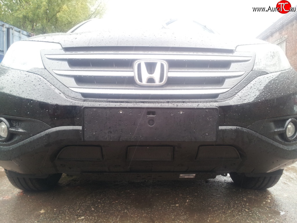 2 249 р. Сетка на бампер (2.4) Russtal (черная) Honda CR-V RM1,RM3,RM4 дорестайлинг (2012-2015)  с доставкой в г. Майкоп