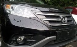 1 539 р. Сетка на бампер (2.0) Russtal (хром) Honda CR-V RM1,RM3,RM4 дорестайлинг (2012-2015)  с доставкой в г. Майкоп. Увеличить фотографию 2