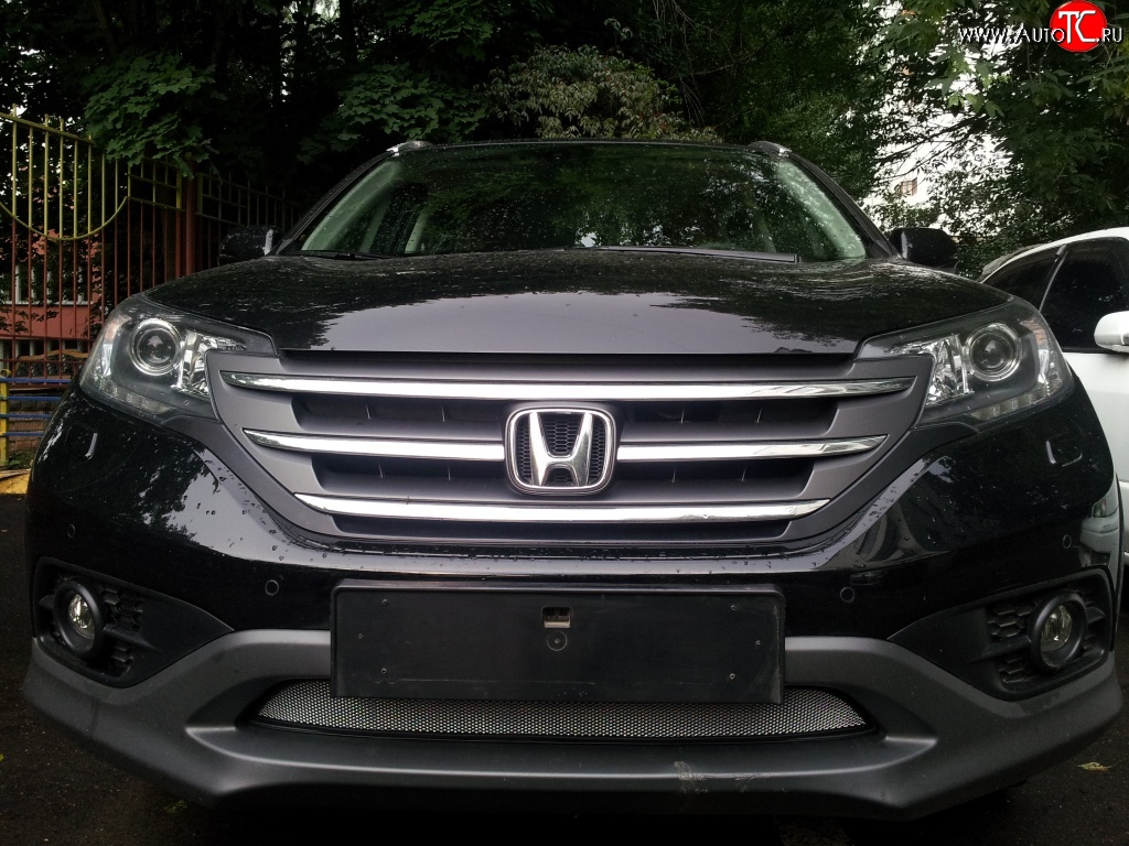 1 539 р. Сетка на бампер (2.0) Russtal (хром) Honda CR-V RM1,RM3,RM4 дорестайлинг (2012-2015)  с доставкой в г. Майкоп
