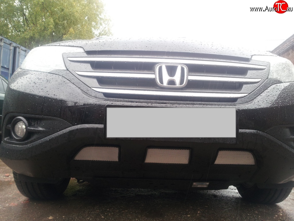 2 059 р. Сетка на бампер (2.4) Russtal (хром) Honda CR-V RM1,RM3,RM4 дорестайлинг (2012-2015)  с доставкой в г. Майкоп