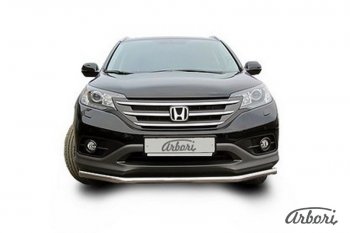 11 699 р. Защита переднего бампера Arbori (нержавейка, 1 труба d57 mm). Honda CR-V RM1,RM3,RM4 дорестайлинг (2012-2015)  с доставкой в г. Майкоп. Увеличить фотографию 2