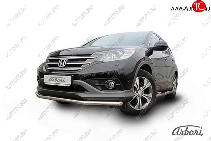 11 699 р. Защита переднего бампера Arbori (нержавейка, 1 труба d57 mm). Honda CR-V RM1,RM3,RM4 дорестайлинг (2012-2015)  с доставкой в г. Майкоп
