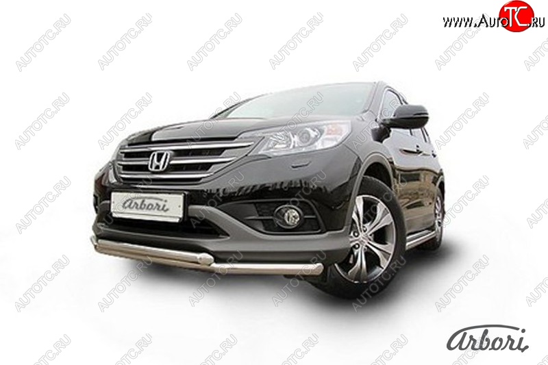 14 579 р. Защита переднего бампера Arbori (нержавейка, 2 трубы d57 и 57 mm) Honda CR-V RM1,RM3,RM4 дорестайлинг (2012-2015)  с доставкой в г. Майкоп