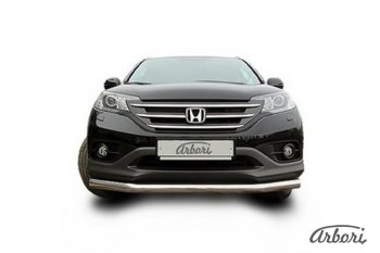 13 589 р. Защита переднего бампера Arbori (нержавейка, 1 труба d76 mm) Honda CR-V RM1,RM3,RM4 дорестайлинг (2012-2015)  с доставкой в г. Майкоп. Увеличить фотографию 2