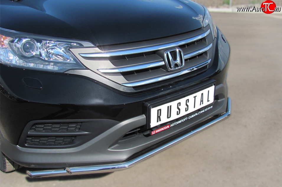 15 999 р. Защита переднего бампера (2 трубыØ42 мм, нержавейка) SLITKOFF  Honda CR-V  RM1,RM3,RM4 (2012-2015) дорестайлинг  с доставкой в г. Майкоп
