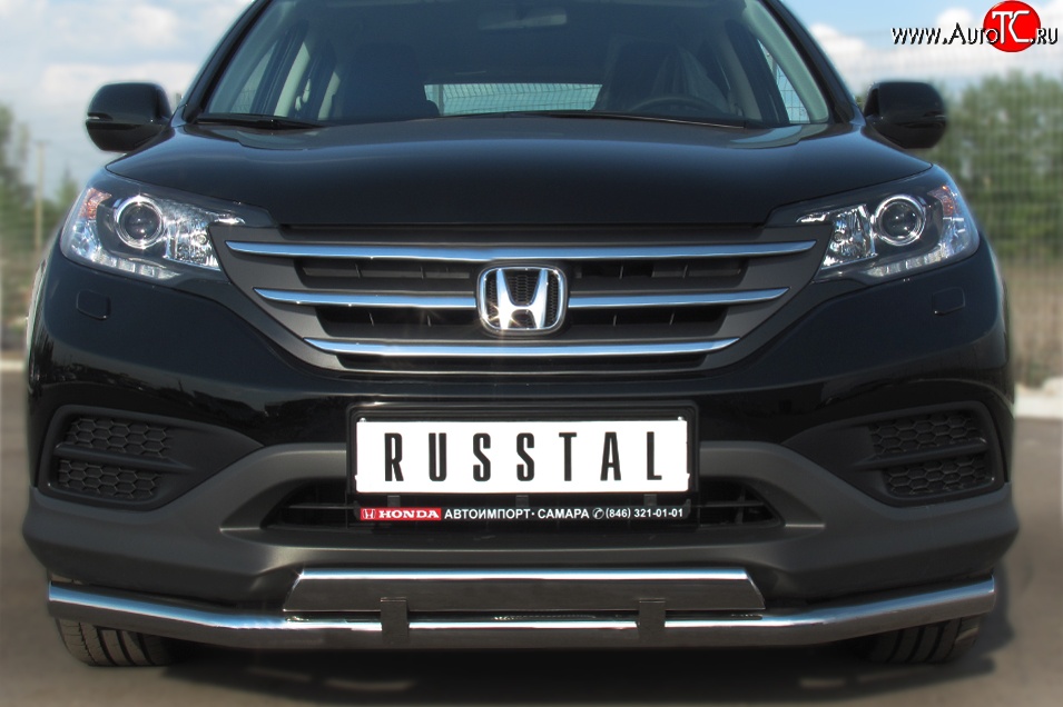 17 999 р. Защита переднего бампера (2 трубыØ63 и 42 мм, нержавейка) SLITKOFF  Honda CR-V  RM1,RM3,RM4 (2012-2015) дорестайлинг  с доставкой в г. Майкоп