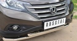 16 949 р. Защита переднего бампера (2 трубыØ63 мм, нержавейка) SLITKOFF  Honda CR-V  RM1,RM3,RM4 (2012-2015) дорестайлинг  с доставкой в г. Майкоп. Увеличить фотографию 2