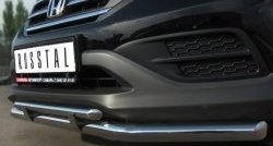 13 999 р. Защита переднего бампера (2 трубыØ75х42 и 63 мм, нержавейка) Russtal Honda CR-V RM1,RM3,RM4 дорестайлинг (2012-2015)  с доставкой в г. Майкоп. Увеличить фотографию 3