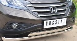 15 549 р. Защита переднего бампера (2 трубыØ76 и 75х42 мм, нержавейка) Russtal Honda CR-V RM1,RM3,RM4 дорестайлинг (2012-2015)  с доставкой в г. Майкоп. Увеличить фотографию 2