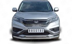 Двойная защита переднего бампера из труб диаметром 63 и 42 мм SLITKOFF Honda CR-V  RM1,RM3,RM4 (2012-2015) дорестайлинг
