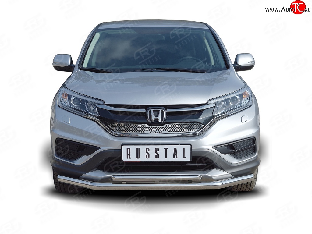 17 999 р. Двойная защита переднего бампера из труб диаметром 63 и 42 мм SLITKOFF  Honda CR-V  RM1,RM3,RM4 (2012-2015) дорестайлинг  с доставкой в г. Майкоп