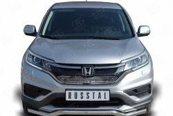 Защита переднего бампера (Ø63 мм волна, нержавейка, 2.0) SLITKOFF Honda CR-V  RM1,RM3,RM4 (2012-2015) дорестайлинг
