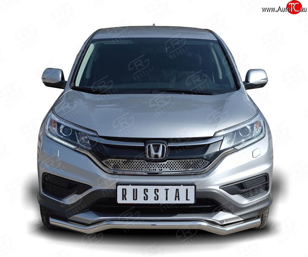 16 249 р. Защита переднего бампера (Ø63 мм волна, нержавейка, 2.0) SLITKOFF  Honda CR-V  RM1,RM3,RM4 (2012-2015) дорестайлинг  с доставкой в г. Майкоп