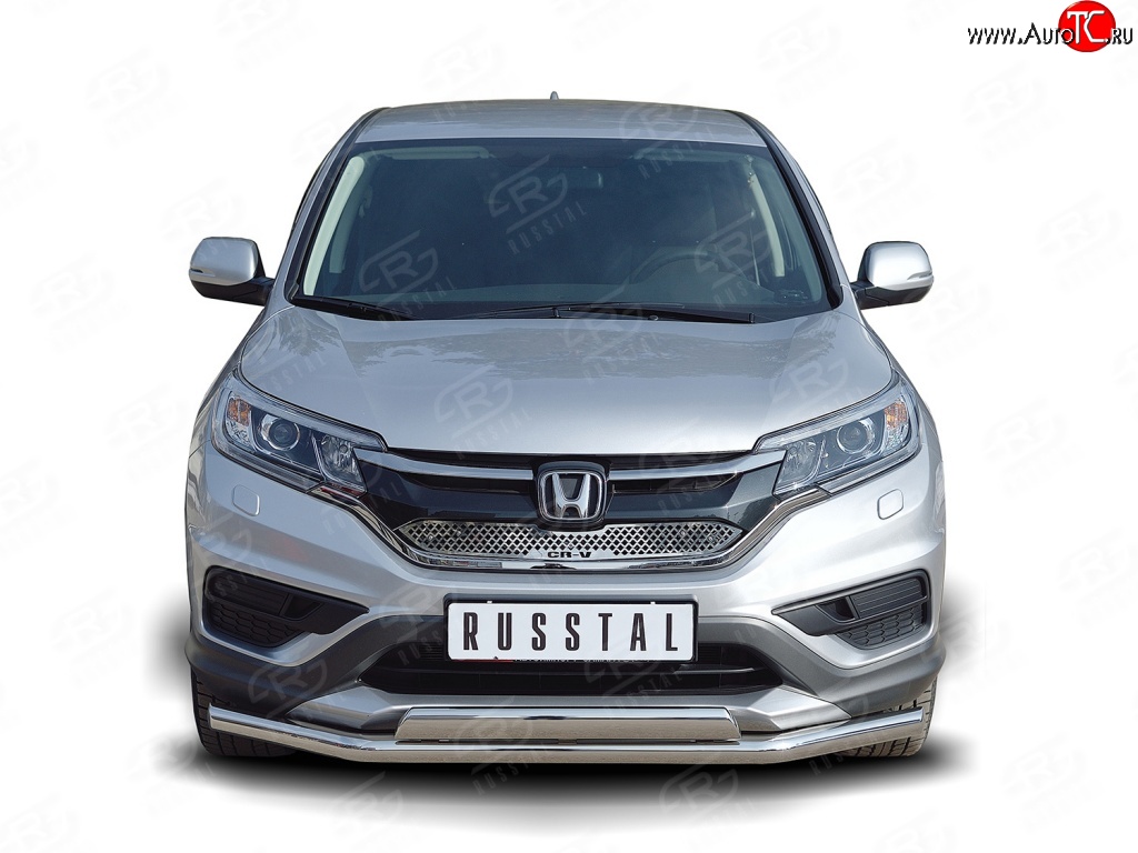 13 999 р. Защита переднего бампера (2 трубы Ø63 и 75х42 мм, нержавейка) Russtal Honda CR-V RM1,RM3,RM4 дорестайлинг (2012-2015)  с доставкой в г. Майкоп