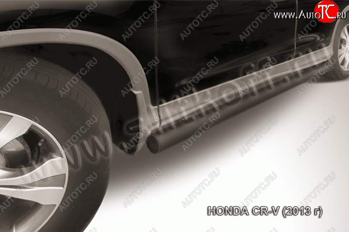10 949 р. Защита порогов из трубы d76 Slitkoff Honda CR-V RM1,RM3,RM4 дорестайлинг (2012-2015) (Цвет: серебристый)  с доставкой в г. Майкоп