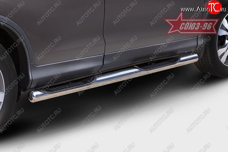 14 939 р. Защита порогов с проступью Souz-96 (d76) Honda CR-V RM1,RM3,RM4 дорестайлинг (2012-2015)  с доставкой в г. Майкоп