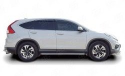 70 999 р. Защита порогов из круглой трубы диаметром 63 мм (рестайлинг) Russtal Honda CR-V RM1,RM3,RM4 дорестайлинг (2012-2015) (Защита порогов с со скосами на торцах (вариант 1))  с доставкой в г. Майкоп. Увеличить фотографию 2