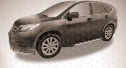 11 299 р. Алюминиевые пороги Slitkoff Luxe Black  Honda CR-V  RM1,RM3,RM4 (2012-2015) дорестайлинг  с доставкой в г. Майкоп. Увеличить фотографию 2
