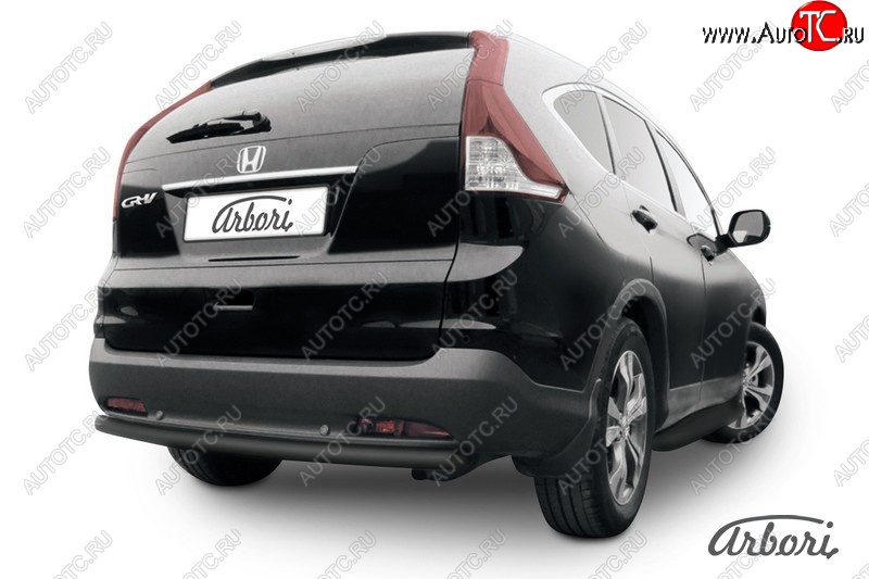 7 019 р. Защита заднего бампера Arbori (черная, 1 труба d57 mm). Honda CR-V RM1,RM3,RM4 дорестайлинг (2012-2015)  с доставкой в г. Майкоп