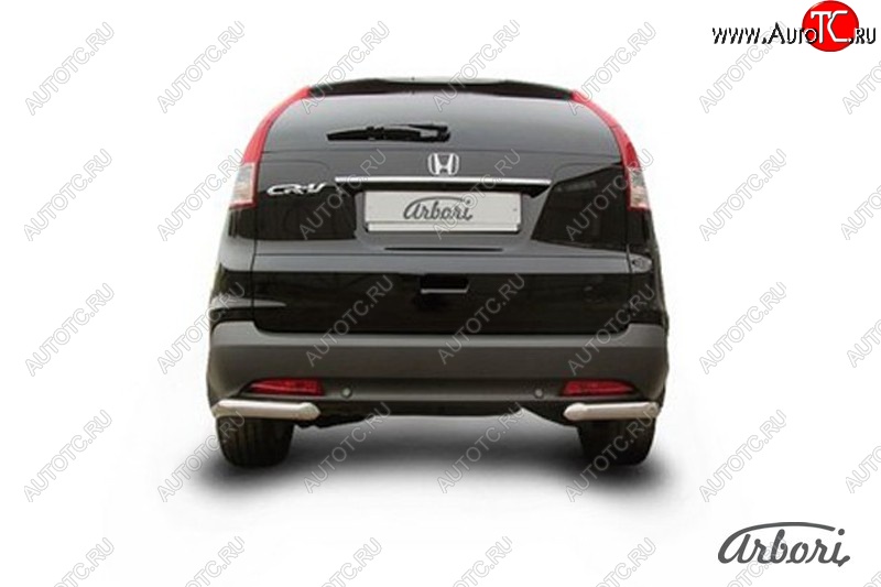 8 999 р. Защита заднего бампера Arbori (уголки, нержавейка, 1 труба d57 mm). Honda CR-V RM1,RM3,RM4 дорестайлинг (2012-2015)  с доставкой в г. Майкоп