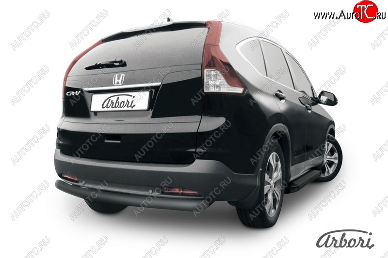 7 379 р. Защита заднего бампера Arbori (черная, 1 труба d76 mm). Honda CR-V RM1,RM3,RM4 дорестайлинг (2012-2015)  с доставкой в г. Майкоп