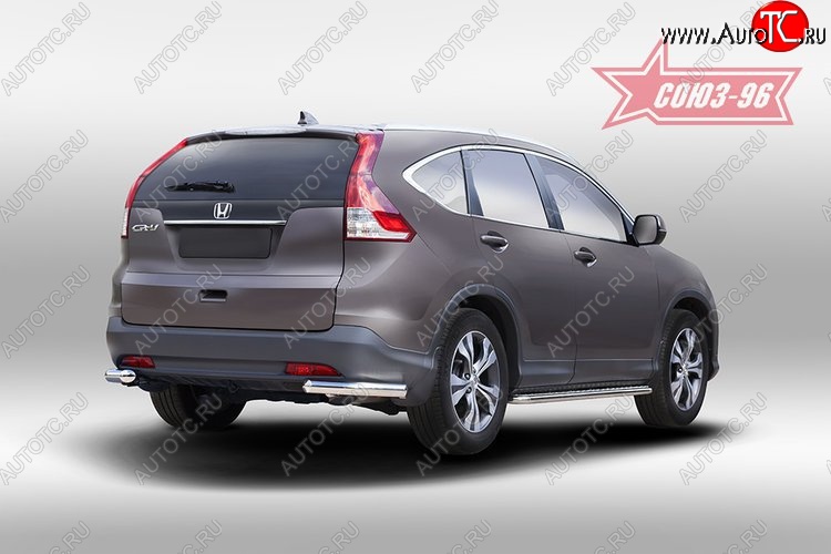 9 899 р. Защита заднего бампера из боковых уголков Souz-96 (d60) Honda CR-V RM1,RM3,RM4 дорестайлинг (2012-2015)  с доставкой в г. Майкоп