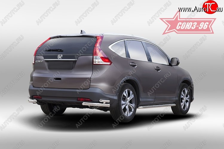 12 059 р. Защита заднего бампера из двойных боковых уголков Souz-96 (d60/42) Honda CR-V RM1,RM3,RM4 дорестайлинг (2012-2015)  с доставкой в г. Майкоп