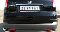 Защита заднего бампера (Ø42 мм с уголками, нержавейка) SLITKOFF Honda CR-V  RM1,RM3,RM4 (2012-2015) дорестайлинг