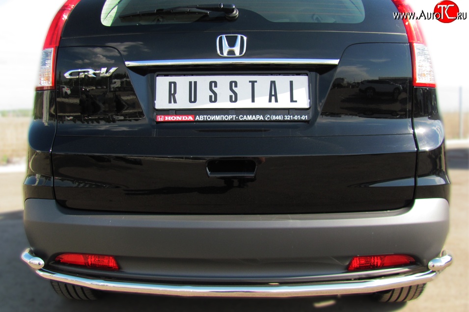18 299 р. Защита заднего бампера (Ø42 мм с уголками, нержавейка) SLITKOFF Honda CR-V RM1,RM3,RM4 дорестайлинг (2012-2015)  с доставкой в г. Майкоп