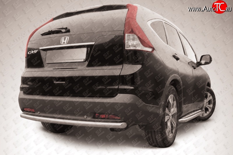 8 999 р. Защита заднего бампера из трубы диаметром 57 мм Slitkoff Honda CR-V RM1,RM3,RM4 дорестайлинг (2012-2015) (Нержавейка, Полированная)  с доставкой в г. Майкоп