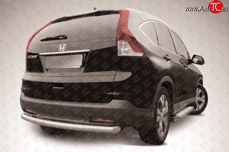 10 849 р. Защита заднего бампера из трубы диаметром 76 мм Slitkoff  Honda CR-V  RM1,RM3,RM4 (2012-2015) дорестайлинг (Нержавейка, Полированная)  с доставкой в г. Майкоп