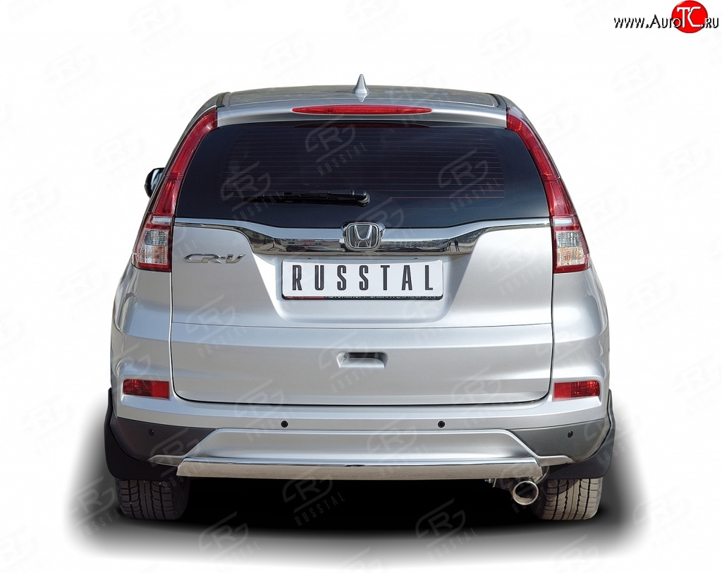 11 249 р. Защита заднего бампера (Ø75x42 мм, нержавейка) Russtal Honda CR-V RM1,RM3,RM4 дорестайлинг (2012-2015)  с доставкой в г. Майкоп