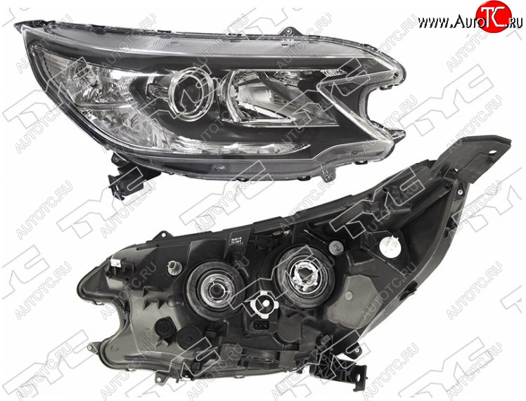 6 649 р. Правая фара передняя TYC Honda CR-V RM1,RM3,RM4 дорестайлинг (2012-2015) (Галоген, с электрокорректором)  с доставкой в г. Майкоп
