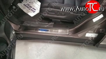 5 349 р. Накладки на порожки автомобиля СТ v2 Honda CR-V RM1,RM3,RM4 дорестайлинг (2012-2015)  с доставкой в г. Майкоп