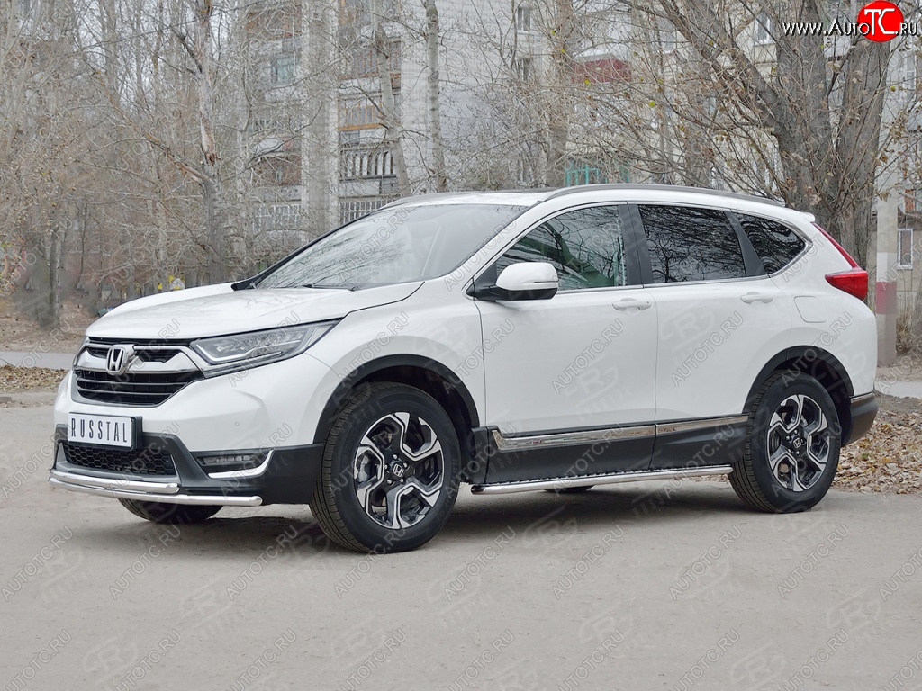 17 449 р. Защита переднего бампера (2 трубыØ42 мм, нержавейка) SLITKOFF  Honda CR-V  RW,RT (2016-2020) дорестайлинг  с доставкой в г. Майкоп