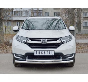 20 399 р. Защита переднего бампера (2 трубыØ63 и 42 мм, нержавейка) SLITKOFF Honda CR-V RW,RT дорестайлинг (2016-2020)  с доставкой в г. Майкоп. Увеличить фотографию 2