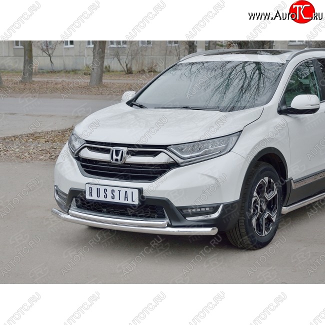 20 399 р. Защита переднего бампера (2 трубыØ63 и 42 мм, нержавейка) SLITKOFF Honda CR-V RW,RT дорестайлинг (2016-2020)  с доставкой в г. Майкоп