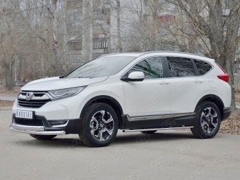 16 399 р. Защита переднего бампера (2 трубыØ63 и 75х42 мм, нержавейка) Russtal Honda CR-V RW,RT дорестайлинг (2016-2020)  с доставкой в г. Майкоп. Увеличить фотографию 3