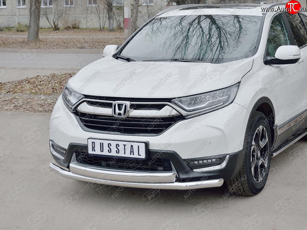 16 399 р. Защита переднего бампера (2 трубыØ63 и 75х42 мм, нержавейка) Russtal Honda CR-V RW,RT дорестайлинг (2016-2020)  с доставкой в г. Майкоп