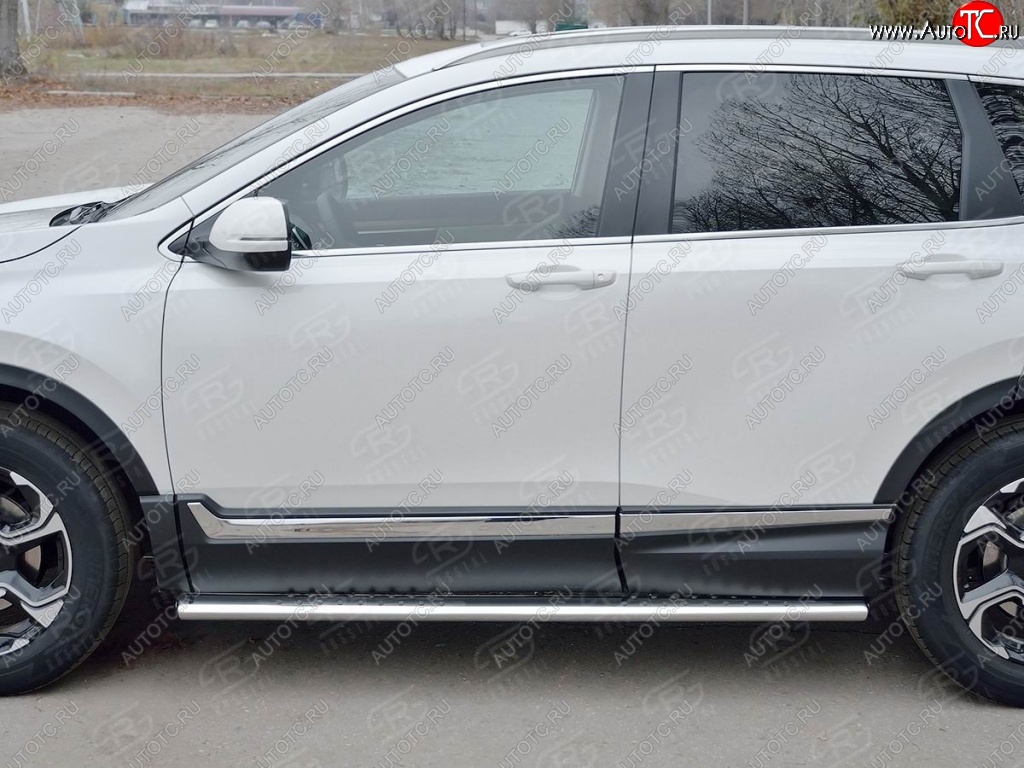 19 399 р. Защита порогов Russtal из овальной трубы d120х60 с проступью Russtal Honda CR-V RW,RT дорестайлинг (2016-2020)  с доставкой в г. Майкоп