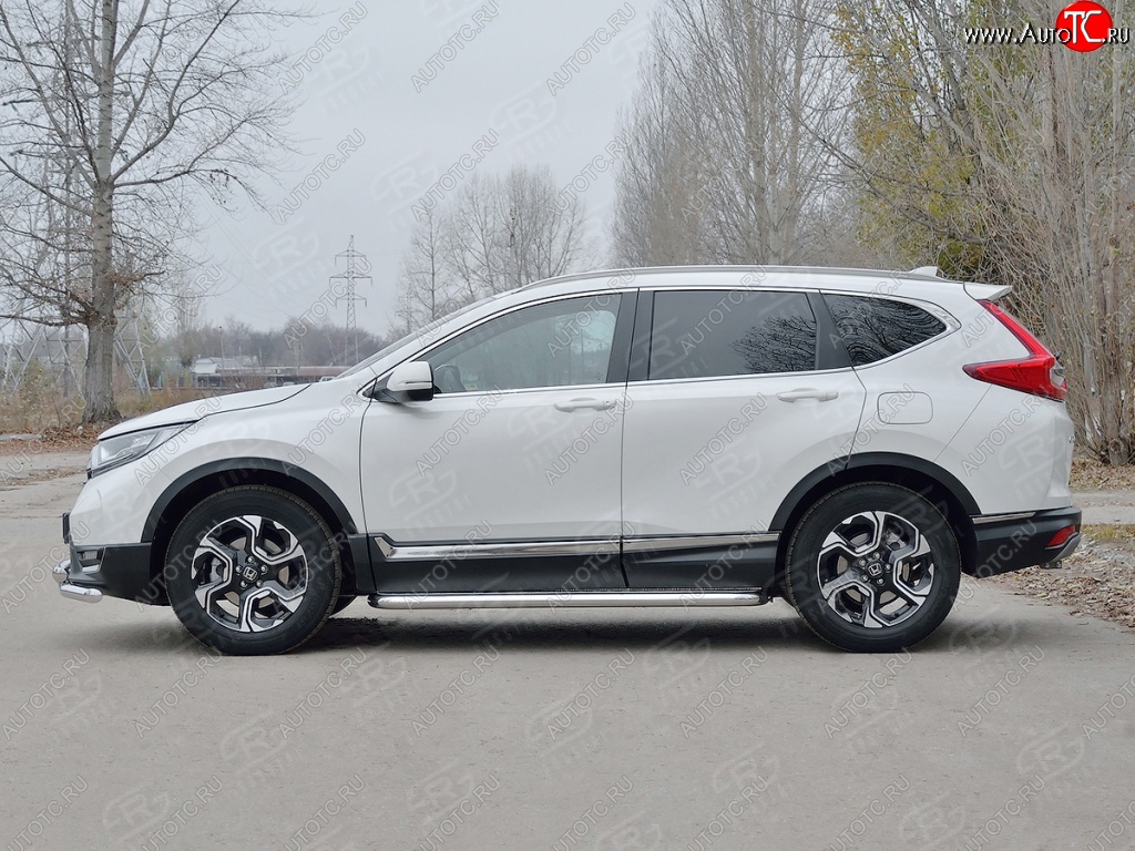 32 849 р. Широкая защита порогов из трубы d63 мм SLITKOFF v1 Honda CR-V RW,RT дорестайлинг (2016-2020)  с доставкой в г. Майкоп