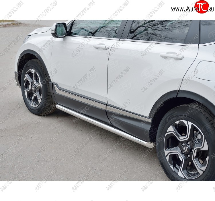 19 999 р. Защита порогов из круглой трубы диаметром 63 мм SLITKOFF v1  Honda CR-V  RW,RT (2016-2020) дорестайлинг  с доставкой в г. Майкоп