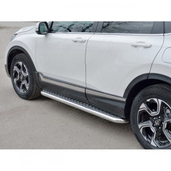 30 799 р. Широкая защита порогов из трубы диаметром 63 мм SLITKOFF v2  Honda CR-V  RW,RT (2016-2020) дорестайлинг  с доставкой в г. Майкоп. Увеличить фотографию 2
