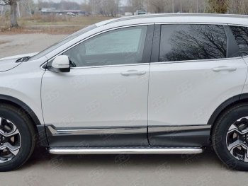 30 799 р. Широкая защита порогов из трубы диаметром 63 мм SLITKOFF v2  Honda CR-V  RW,RT (2016-2020) дорестайлинг  с доставкой в г. Майкоп. Увеличить фотографию 3